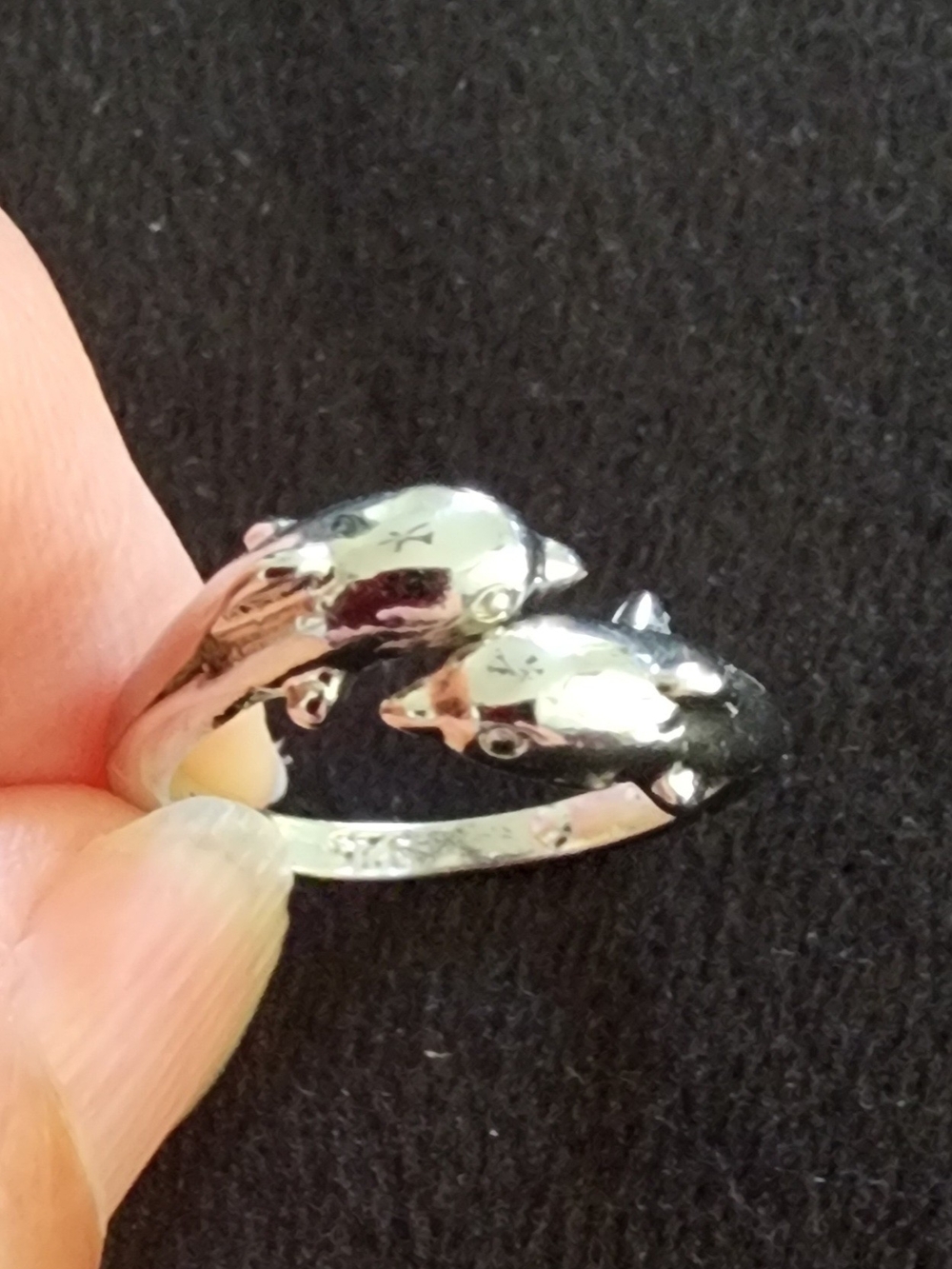 925 Sterling Silver Dolphin Wrap Ring - Sze 6.5